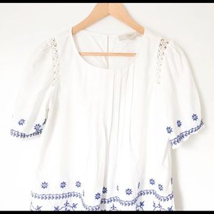 LOFT Blue and white blouse